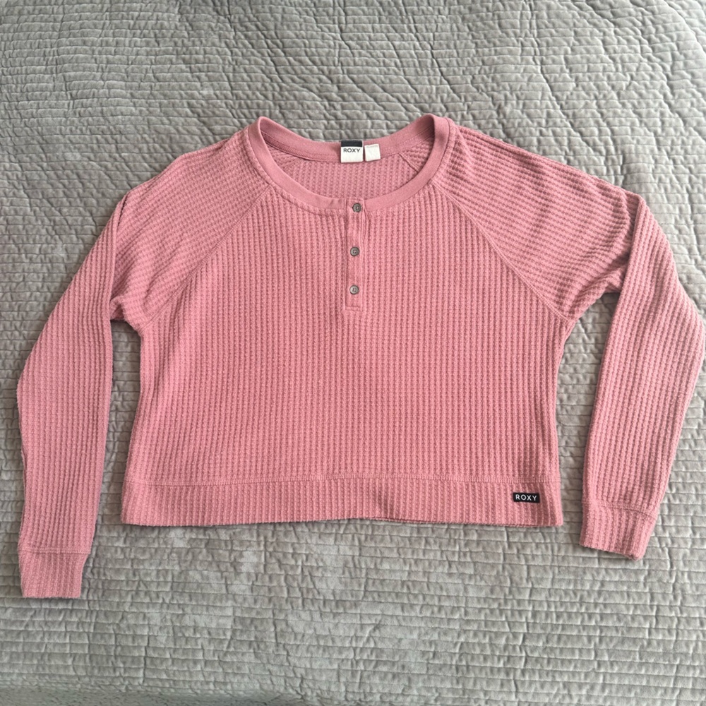 Roxy Women’s S Mauve Waffle Knit Long Sleeve
